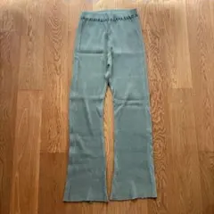 リブニットパンツ ワイドパンツ