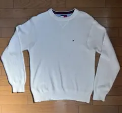 90s〜00s トミーヒルフィガー コットンニット セーター 白 刺繍ロゴ