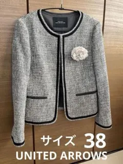 美品　UNITED ARROWS グレー ノーカラージャケット　入学式　卒業式
