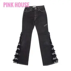 PINK HOUSE ピンクハウス レースデニムパンツ 黒 フリル Sのサムネイル