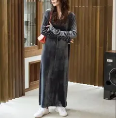 FREAK'S STORE ベロア バレエネック ロング ワンピース