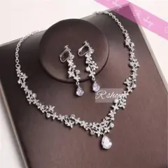 2点セット☆d イヤリングネックレス ウェディング ブライダル結婚式アクセサリー
