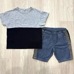 ◆ナルミヤインターナショナル◆切替Tシャツ110＋おまけのハーフパンツセットのサムネイル