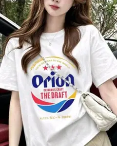 Orion ビール プリント Tシャツ ホワイト 3XL ゆったり