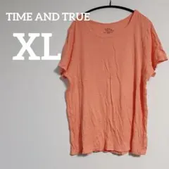 美品✨TIME AND TRUE【XL】半袖Tシャツ ピンクオレンジ