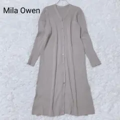 ミラオーウェン カーディガン 長袖 ロング サイズ0 モカ スリット カジュアル