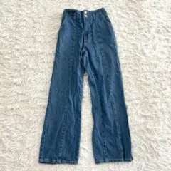 COLZA コルザ ハイウエストデニムパンツ M 美脚効果 ブルー 綿100%のサムネイル