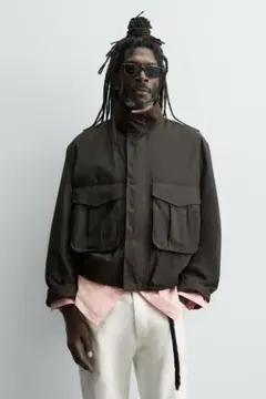 ZARA AARON LEVINE ワックス加工クロップドジャケット L 新品のサムネイル