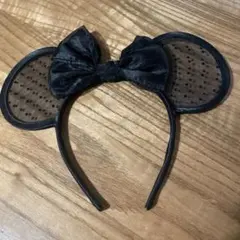 TDR ミニーカチューシャ 黒 ドット柄