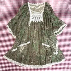axes femme ポンチョ　花柄レース装飾 半袖ブラウス リボン axes femme ポンチョ 花柄レース装飾 半袖ブラウス リボン - メルカリ