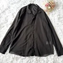 シアーシャツ 長袖 ブラック M〜L相当 綿100% ゆったり 透け感 洗える