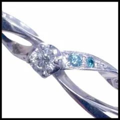 天然ブルーダイヤモンド ダイヤモンド0.06ct K10WG ネックレス 希少