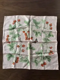 Jim Thompson いちごと蝶のスカーフ・ハンカチ　シルク100%