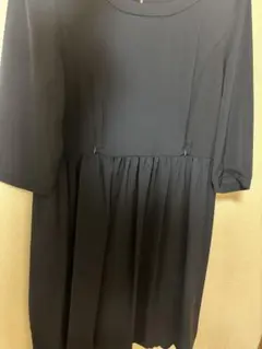 授乳服ブラックひざ丈ワンピース M