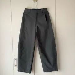 S ダークグリーン ユニクロ ジャージーバレルレッグパンツ