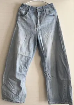 ワイド バレルレッグ デニムパンツ