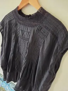 GASA ガサ 刺繍襟 半袖ブラウス ブラック - メルカリ