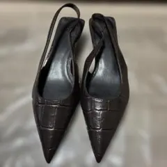 H&M ダークブラウン パンプス　35サイズ