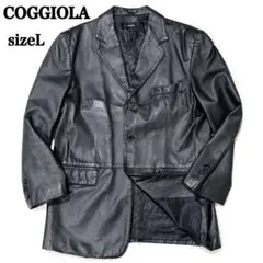 【美品 サイズL】COGGIOLA 豚革 レザー テーラードジャケット ブラック