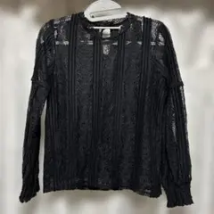 レース ブラック 長袖 トップス