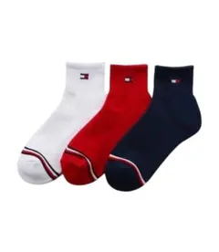 【新品未使用】 トミーヒルフィガー　メンズ　ワンポイント　ソックス　靴下　3足組