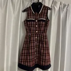 an キャバドレス　ツイードフレアノースリーブワンピースS size