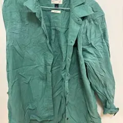 ̖́- リネン 緑色 長袖シャツグリーン ファッション レディース 【L】