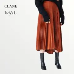 CLANEクラネ／アシンメトリー プリーツスカート テラコッタ Lサイズのサムネイル