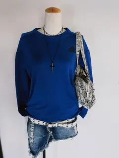 00's y2k 平成ギャルadidas 青 ロイヤルブルー　トレーナー