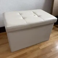 収納スツール ベンチ ホワイト 折りたたみ式 60cm 合皮 椅子