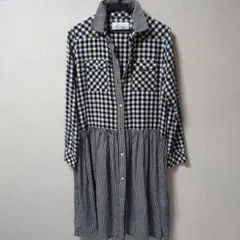 ギンガムチェック シャツワンピース 長袖