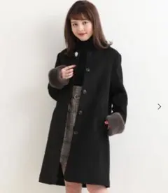 MAJESTIC LEGON ノーカラーコート 黒