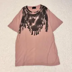 【Y2K・だまし絵】タッセルストール風 プリントTシャツ くすみピンク 3のサムネイル