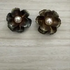 花の形状 パール付きピアス アクセサリー
