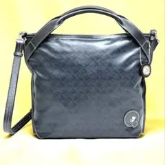 美品✨ペレボルサ アライブ　2WAY ショルダーバッグ 総柄　ハンドバッグ　紺