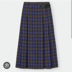 GU チェックプリーツミディスカート XL
