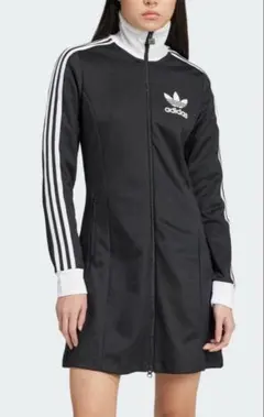 アディカラー スリーストライプス トラックトップ ワンピース　BLACK