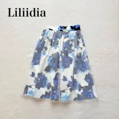【リリディア】フレアスカート（SS）花柄 チュール 膝丈 異素材 サイドジップのサムネイル