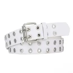ダブルピンベルト　スタッズベルト　Y2K ホワイト　白
