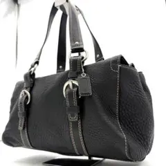 【美品】コーチ トートバッグ 黒 ブラック レザー 本革 A4 肩掛け