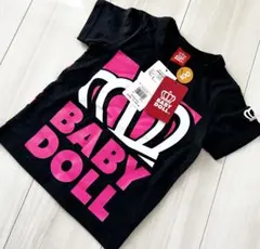 【新品未使用】BABY DOLL 斜め王冠 Tシャツ 100cm 黒/ピンク