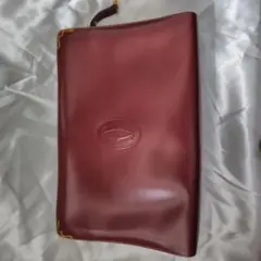 【美品】カルティエ　クラッチバッグ　セカンドバッグ　ゴールド金具　ボルドー
