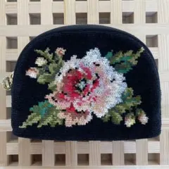 FEILER フェイラー 花柄 タオル生地 ポーチ ブラック 美品