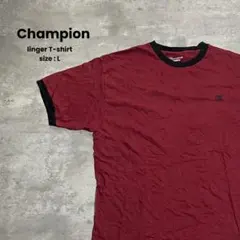 【セール中✨】Championバーガンディ クルーネックリンガーTシャツ