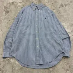 さ*ん様 ラルフローレン　ストライプ　刺繍　ワンポイント　長袖　シャツ　古着　ブ