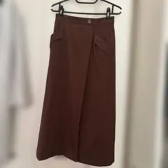 ブラウン ラップスタイル ロングスカート