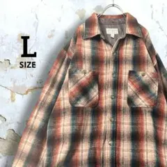 ヴィンテージ オンブレチェック ネルシャツ ヘビーオンス ウールジャケット L