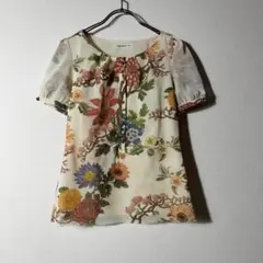 ヴィヴィアンタム 半袖カットソー ブラウス パワーネット セカンドスキン 花柄のサムネイル