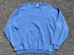 【希少/90s】ラッセルアスレティック 無地スウェット 前V フェード ブルー