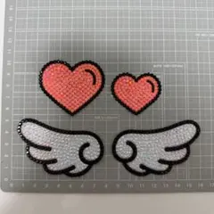 デコうちわ デコパーツ ハート 羽 オレンジ セット 現品